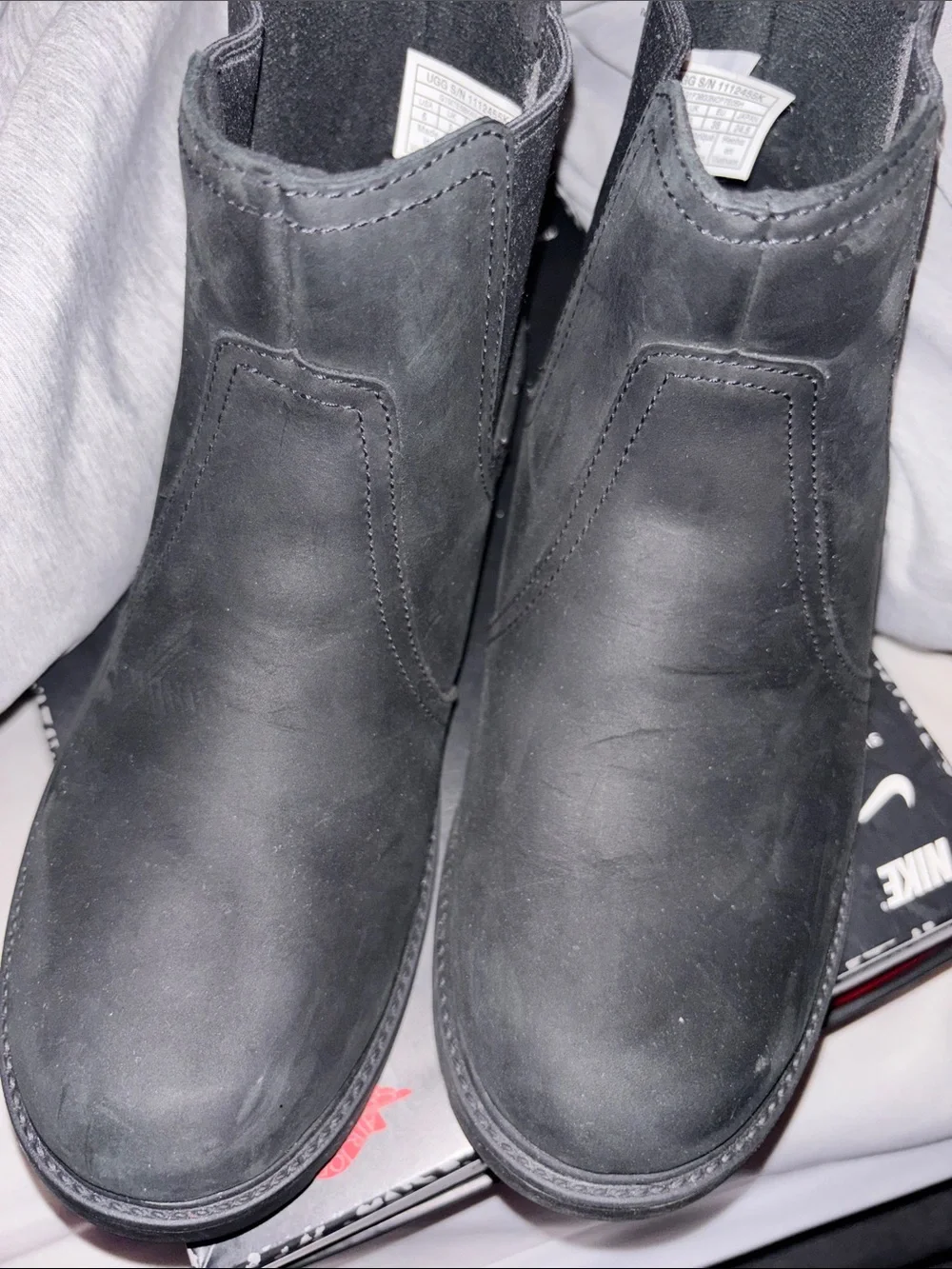 UGG Kids Black Suede Pull-On Ankle Boots